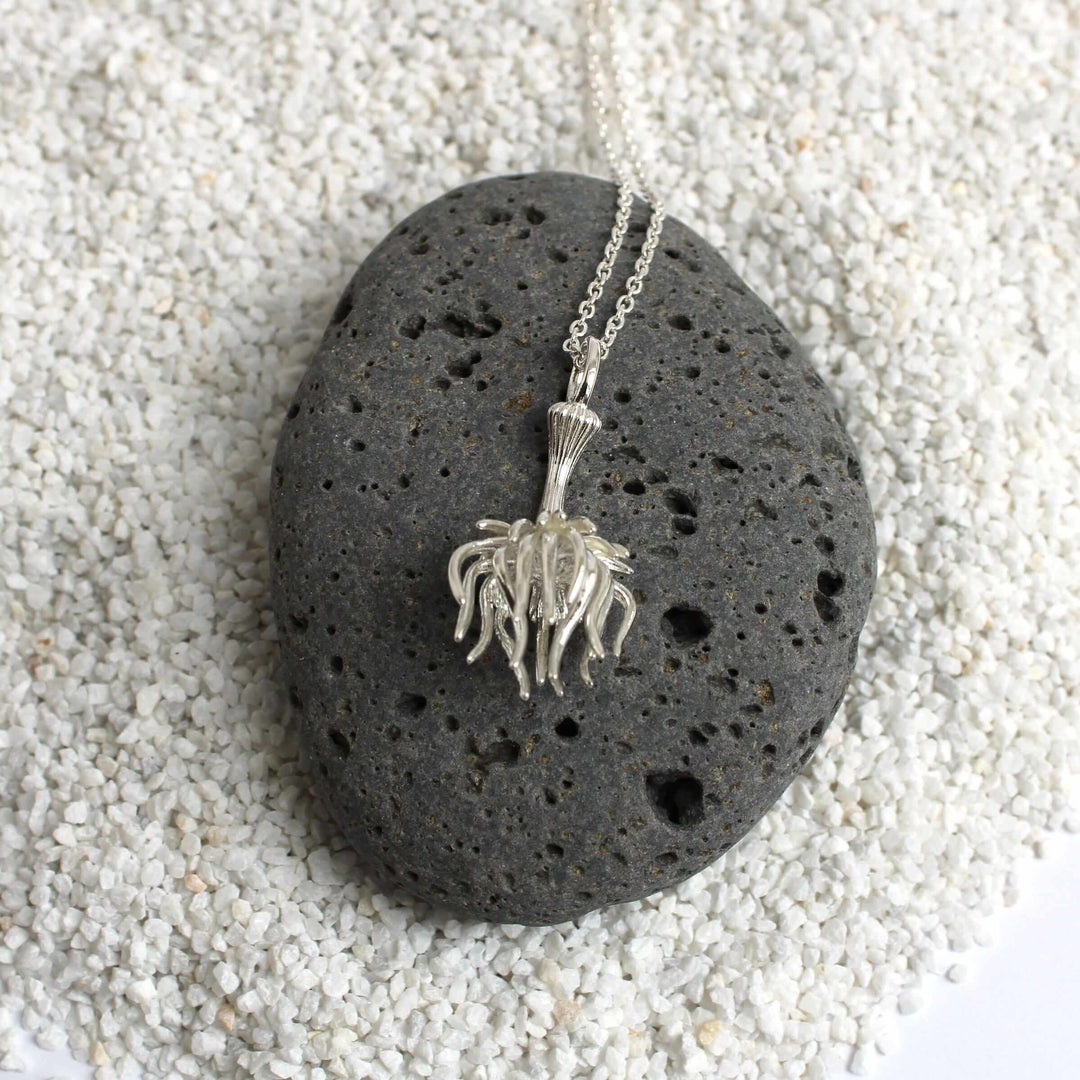 aiptasia sea anemone pendant in sterling silver Ontogenie Science Jewelry