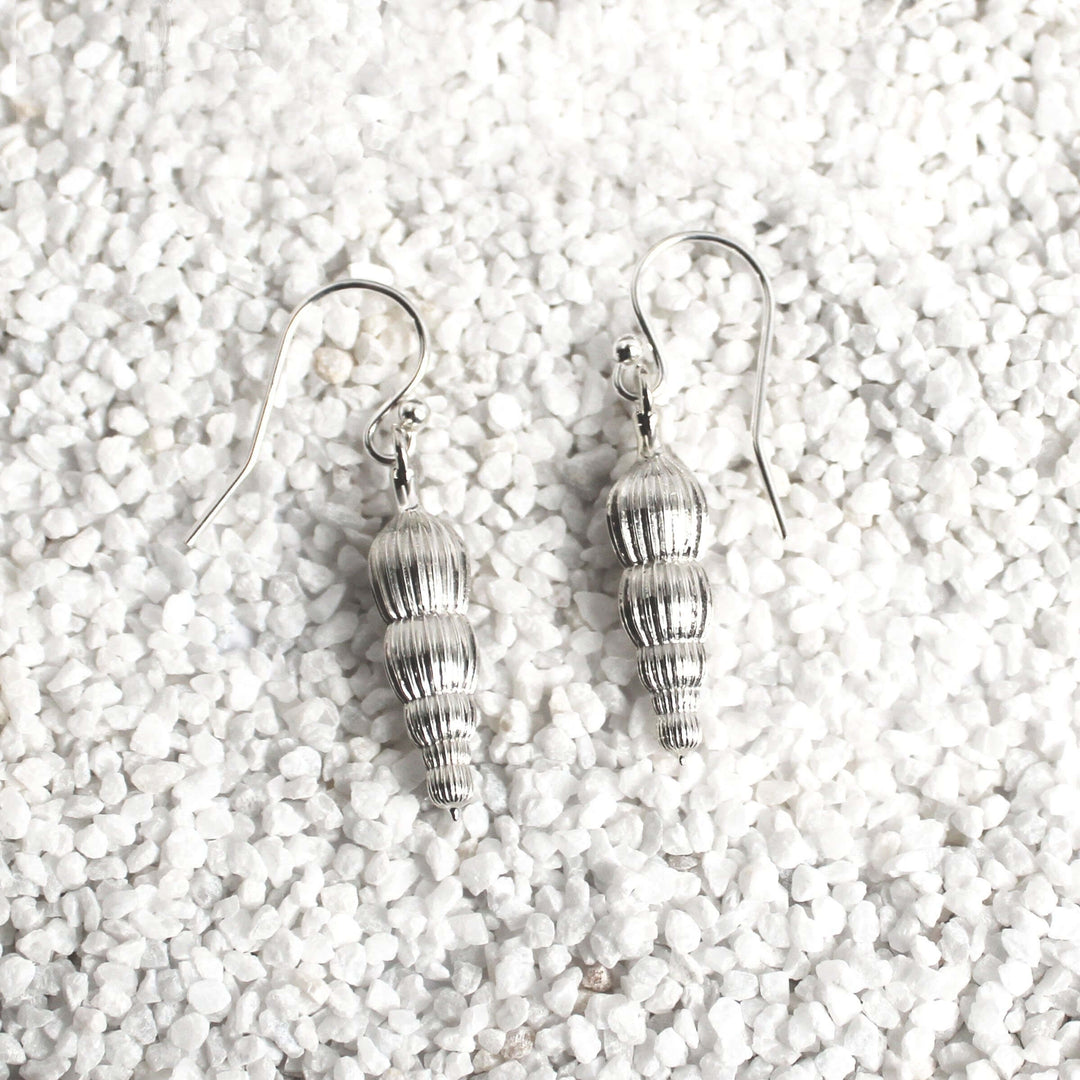 Sterling silver benthic foraminifera amphicoryna earrings by Ontogenie