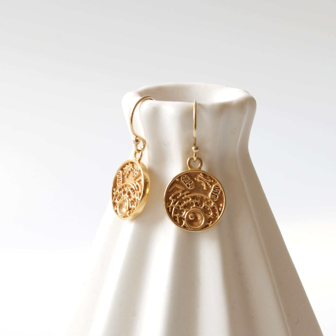 biology jewelry animal cell earrings in gold plated brass by ontogenie