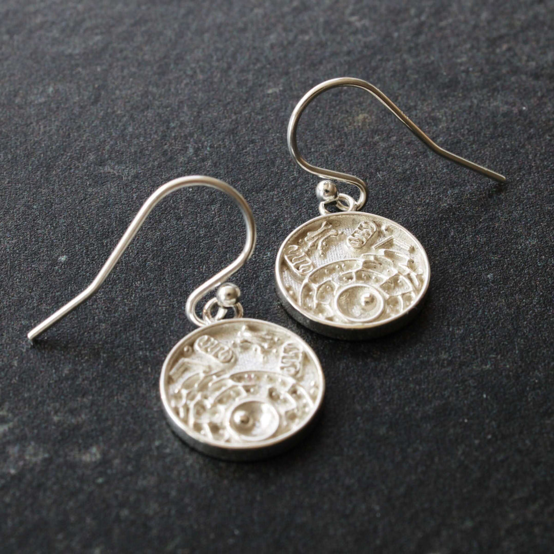 Animal cell earrings in solid sterling silver by ontogenie science jewelry