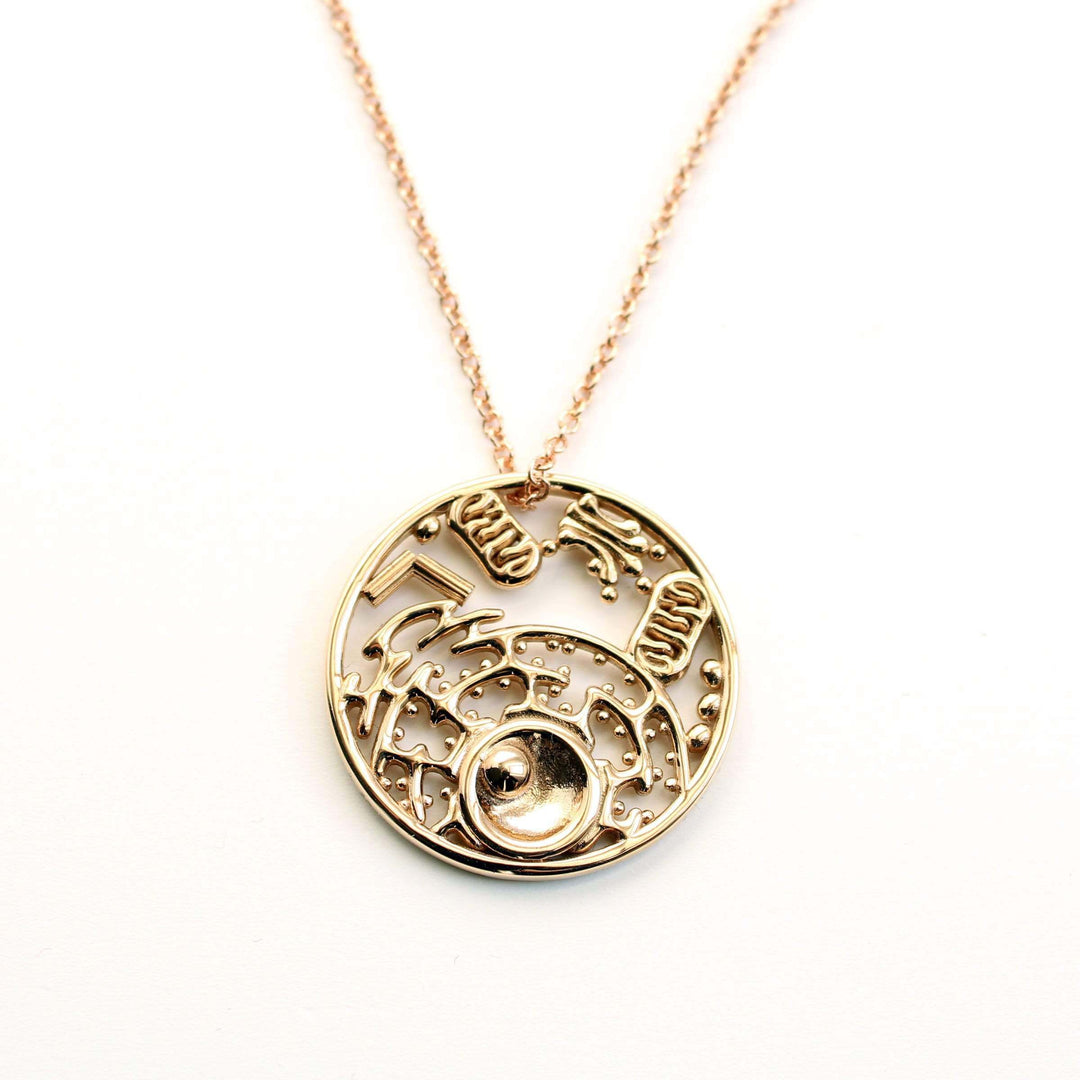 Animal cell pendant in polished bronze by Ontogenie Science Jewelry
