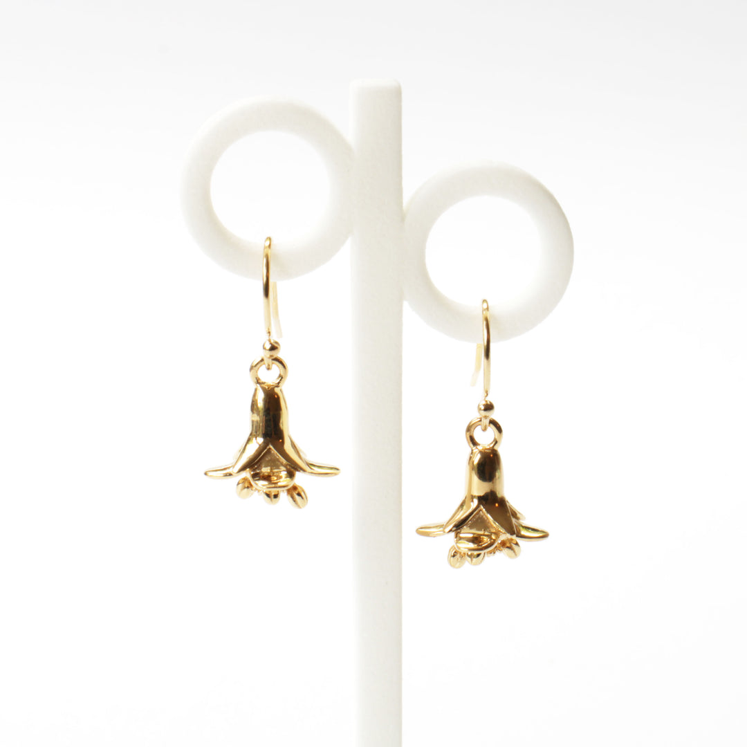 Arabidopsis flower earrings in 14K gold plated brass by Ontogenie Science Jewelry