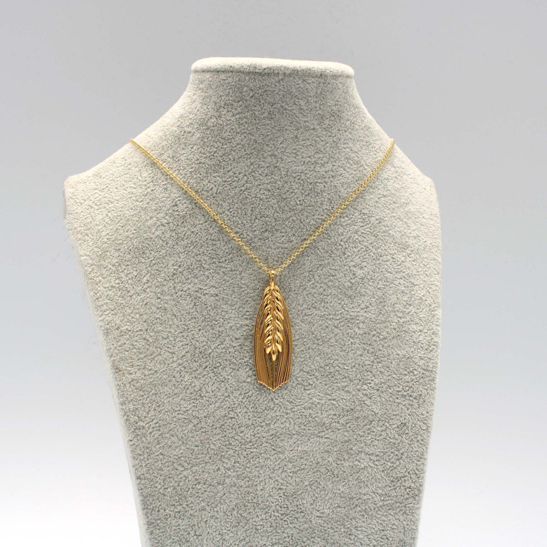 Barley seed head Necklace 14K gold plated brass Ontogenie Science Jewelry