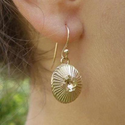 Coccolithophore Coccolithus Earrings bronze  [Ontogenie Science Jewelry]