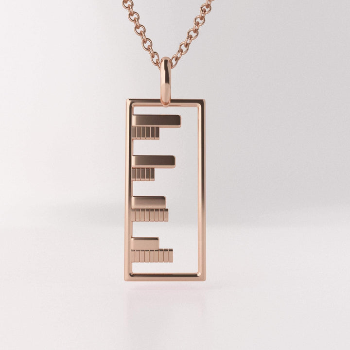 Customized bar chart pendant rose gold render ontogenie science jewelry