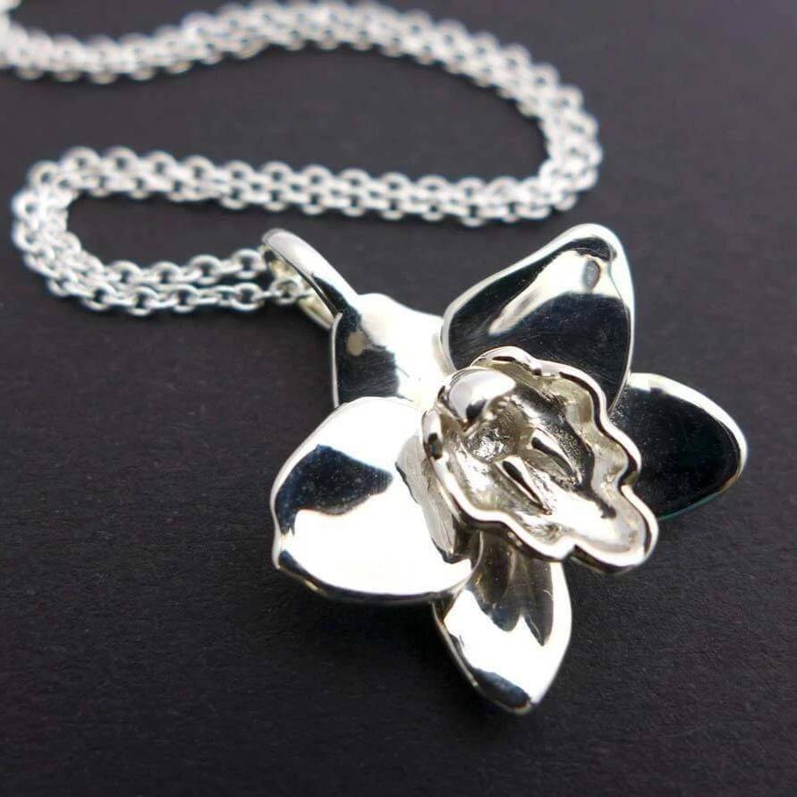 Orchid necklace in sterling silver by [Ontogenie Science Jewelry]
