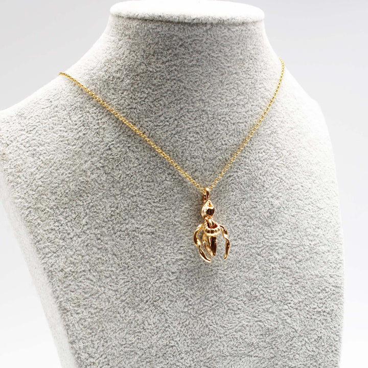 Lady Slipper Cypripedium gold plated brass pendant Ontogenie Science Jewelry