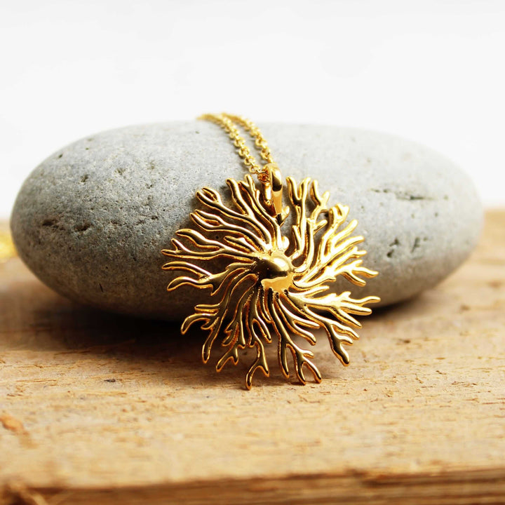 dictyostelium slime mold pendant 14K gold plated brass
