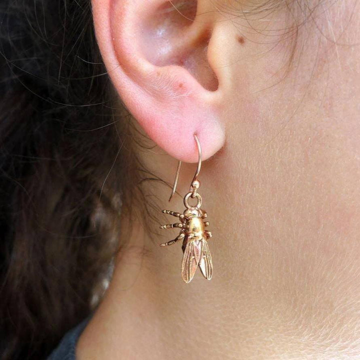 Drosophila fruit fly Earrings bronze  [Ontogenie Science Jewelry]