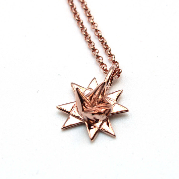 German Christmas Star Froebelstern pendant 14K rose gold plated brass Ontogenie Science Jewelry