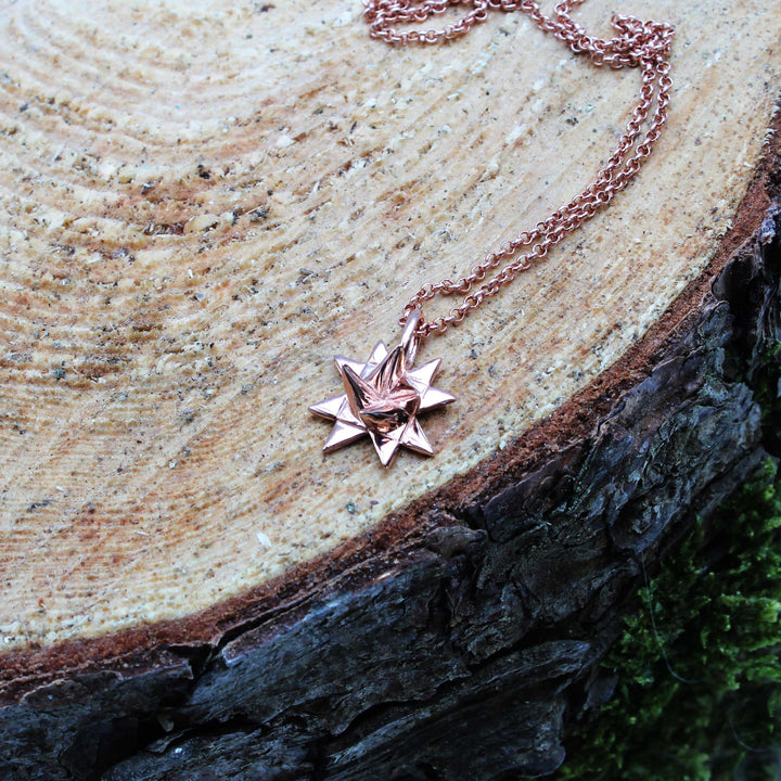 German Christmas Star Froebelstern pendant 14K rose gold plated brass Ontogenie Science Jewelry