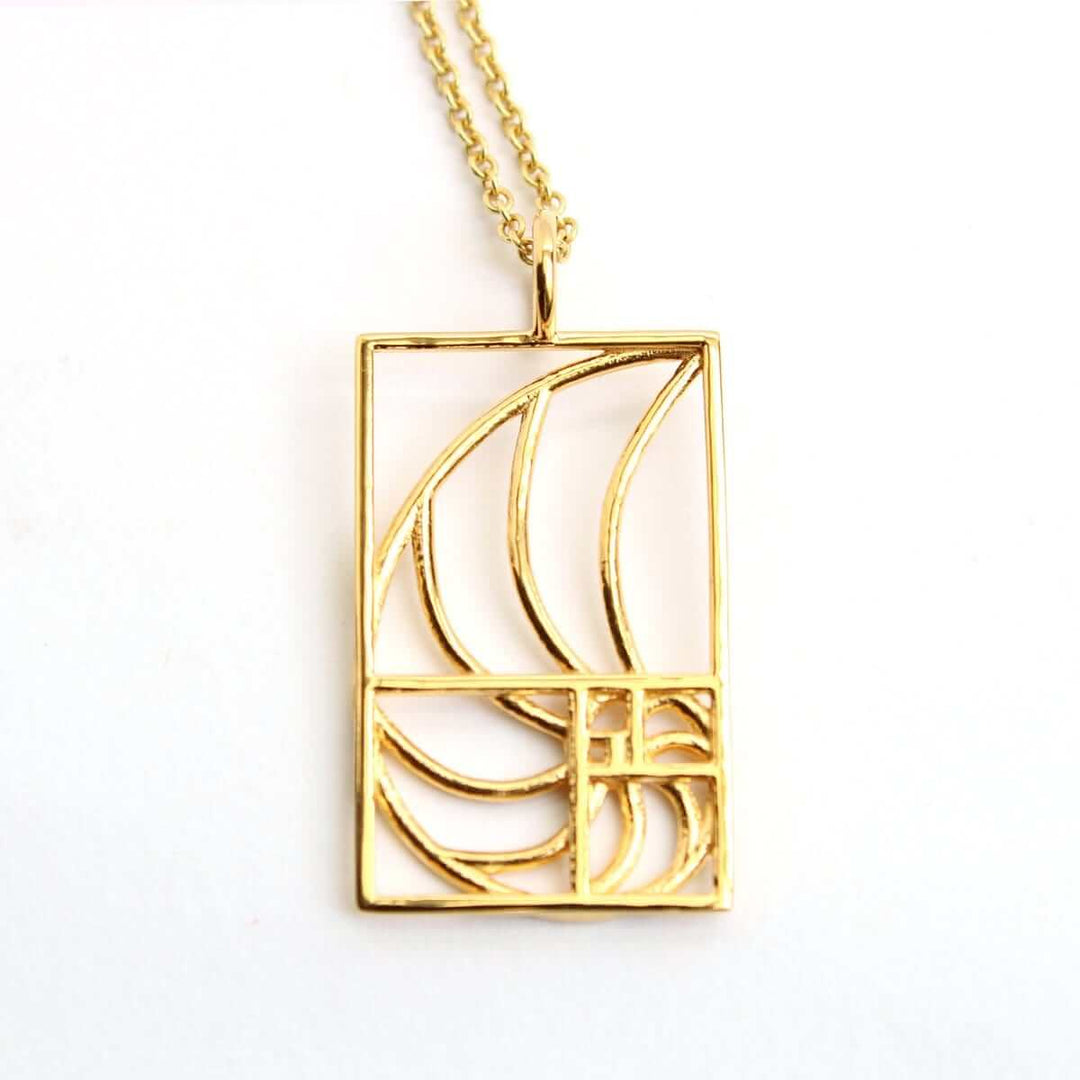 Golden Ratio Math Necklace by Ontogenie Science Jewelry in 14K gold plated brass