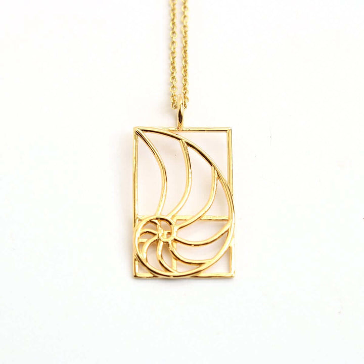 Golden Ratio Math Necklace by Ontogenie Science Jewelry in 14K gold plated brass