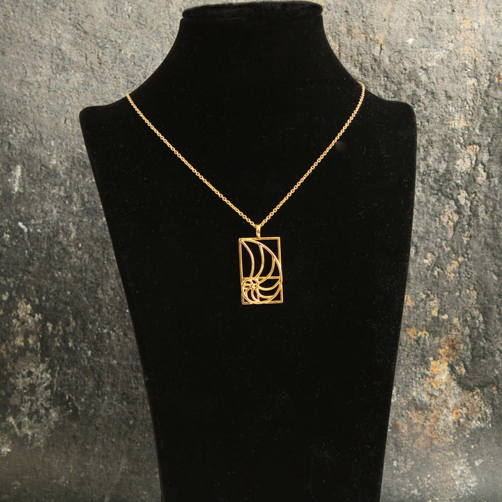 Golden Ratio Math Necklace by Ontogenie Science Jewelry in 14K gold plated brass