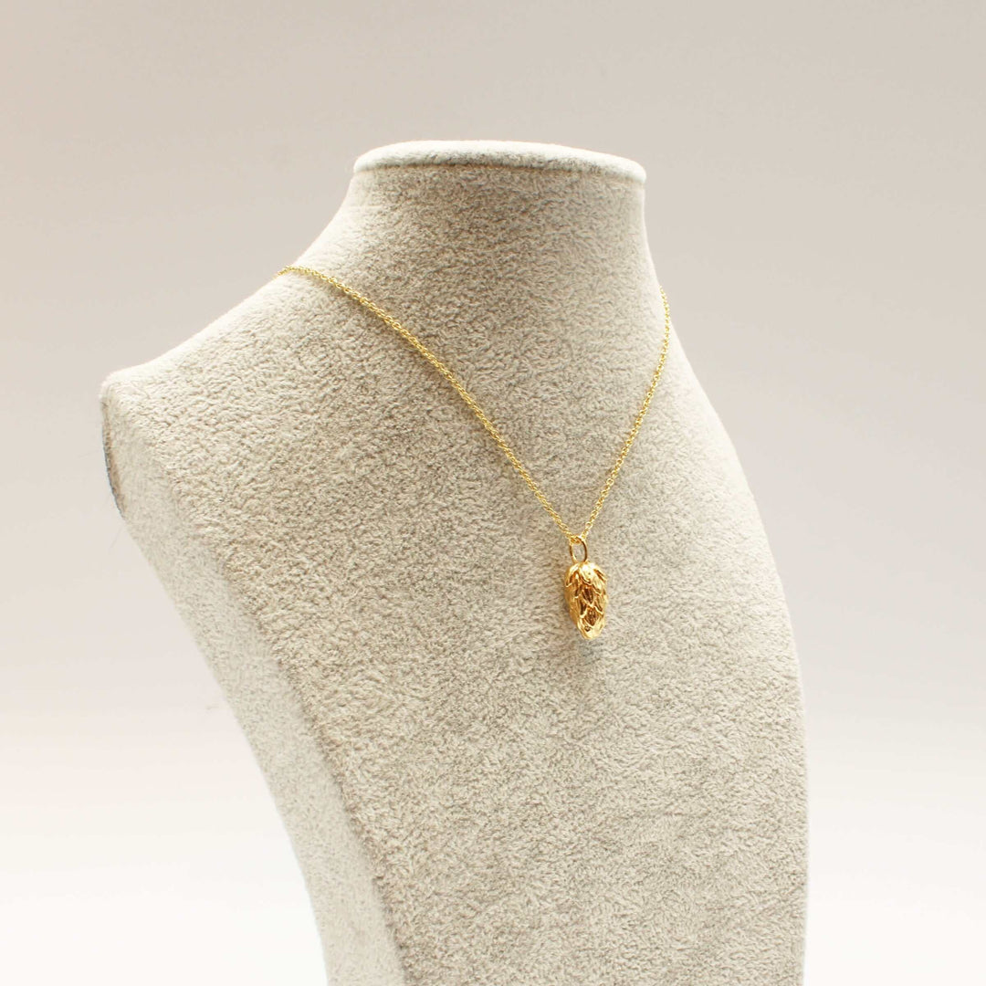 Hops Flower Necklace 14K gold plated brass Ontogenie Science Jewelry