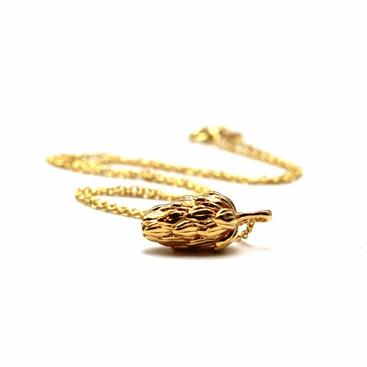 Hops Flower Necklace 14K gold plated brass Ontogenie Science Jewelry