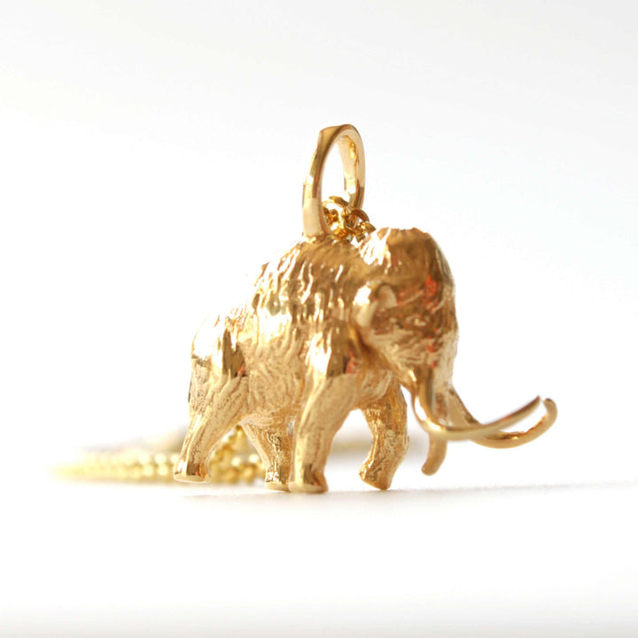Woolly mammoth pendants in 14K gold plated brass Ontogenie Science Jewelry