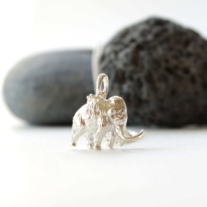 Woolly mammoth pendants in solid sterling silver Ontogenie Science Jewelry