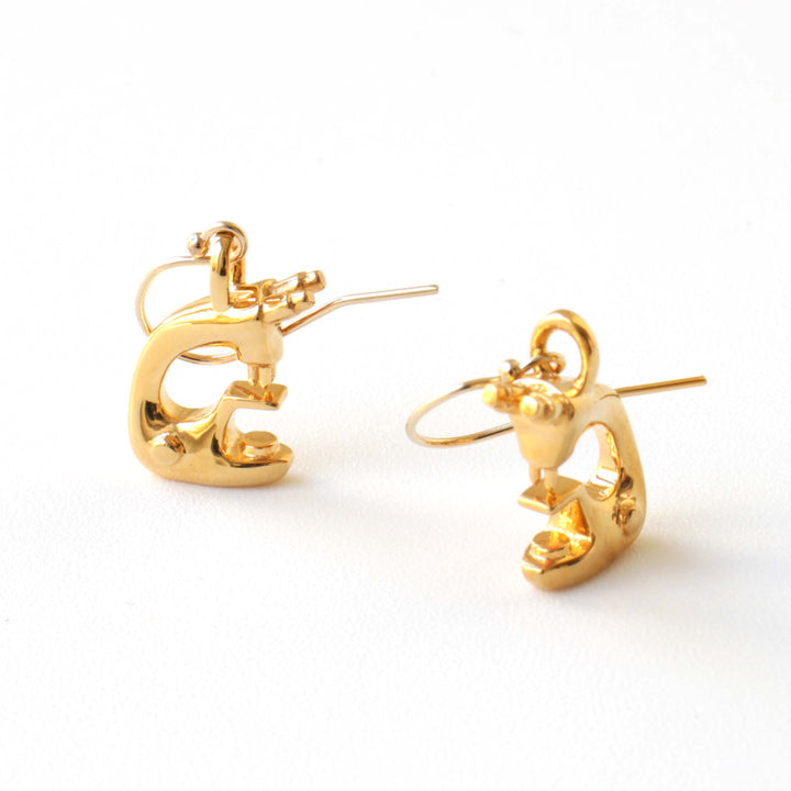 microscope earrings 14K gold plated brass ontogenie science jewelry