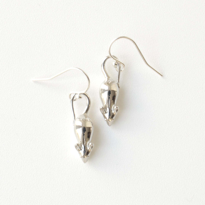 mouse (mus musculus) earrings in sterling silver by ontogenie science jewelry