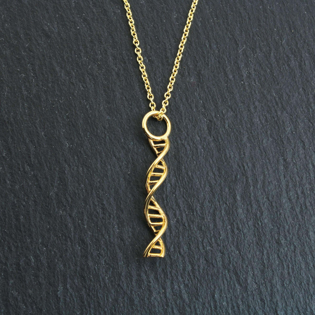 DNA pendant gold plated brass Ontogenie