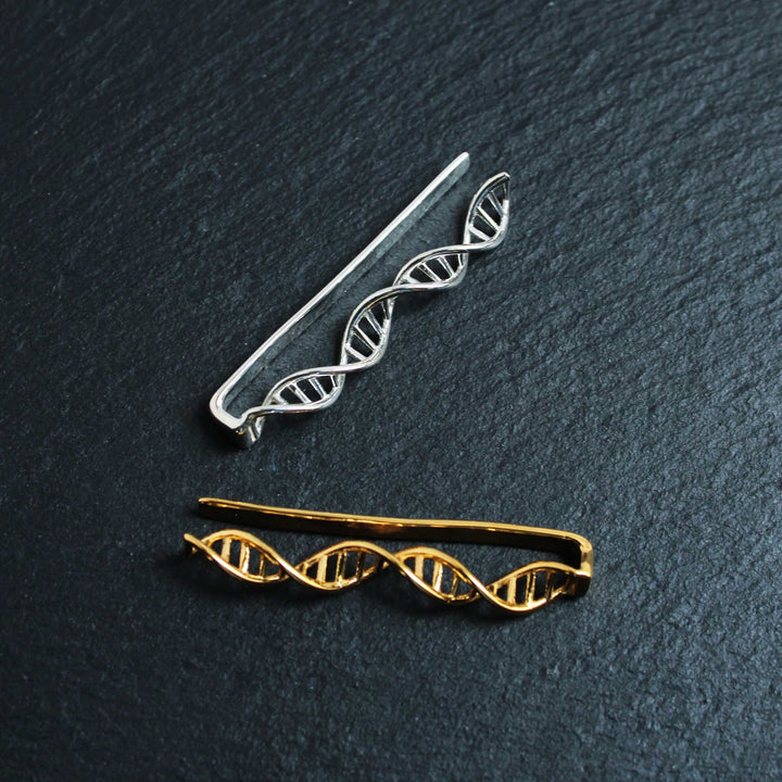DNA tie bar 14K gold plated brass and silver Ontogenie