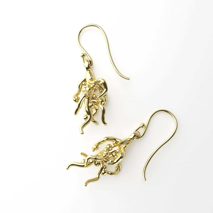 plant nodulated root earrings nitrogen fixation gold plated brass ontogenie science jewelry