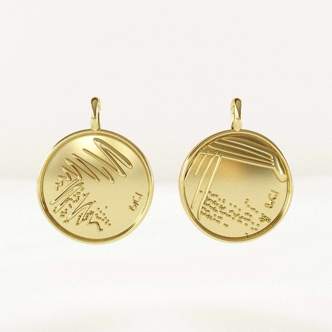 customized petri plate pendant gold