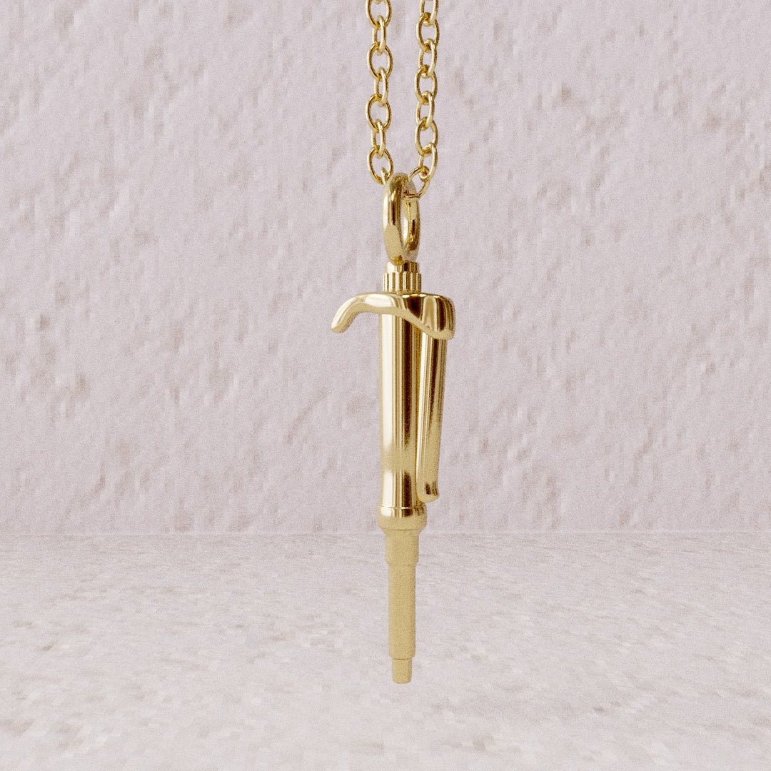 pipette pendant gold plated brass computer render ontogenie
