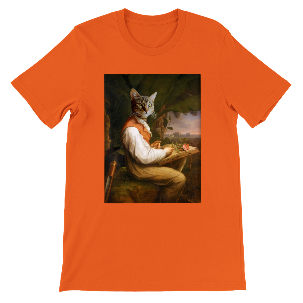 Alexander von Humboldt Cat Unisex T-shirt in orange