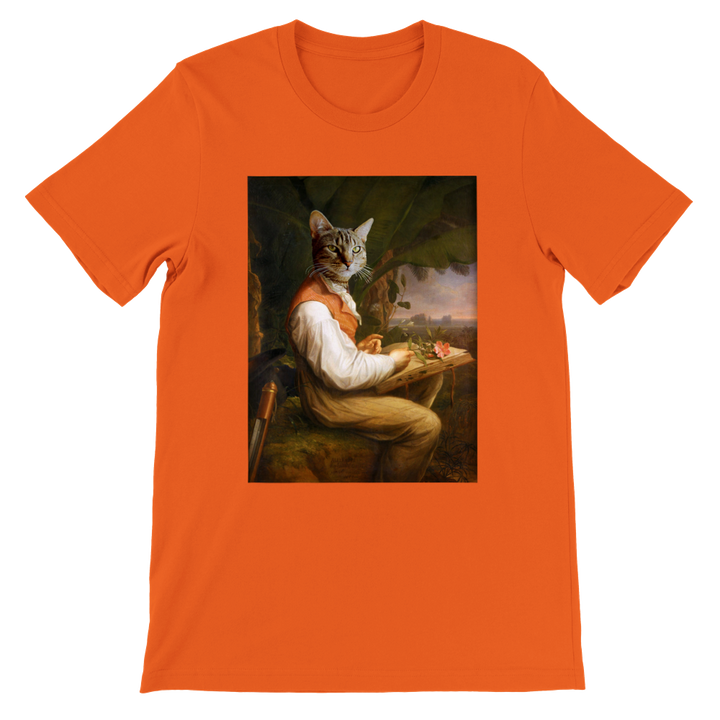 Alexander von Humboldt Cat Unisex T-shirt in orange