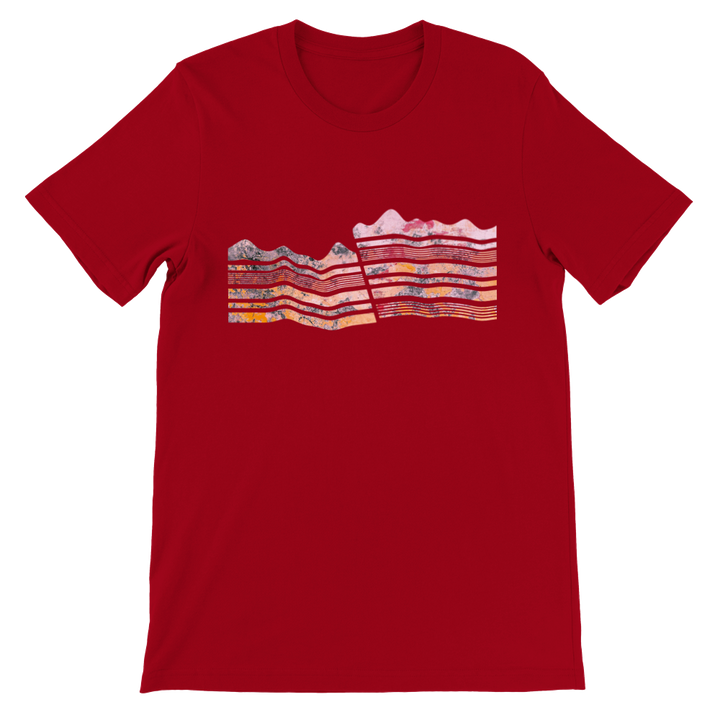 dip slip fault geology t-shirt design by ontogenie science jewelry red shirt
