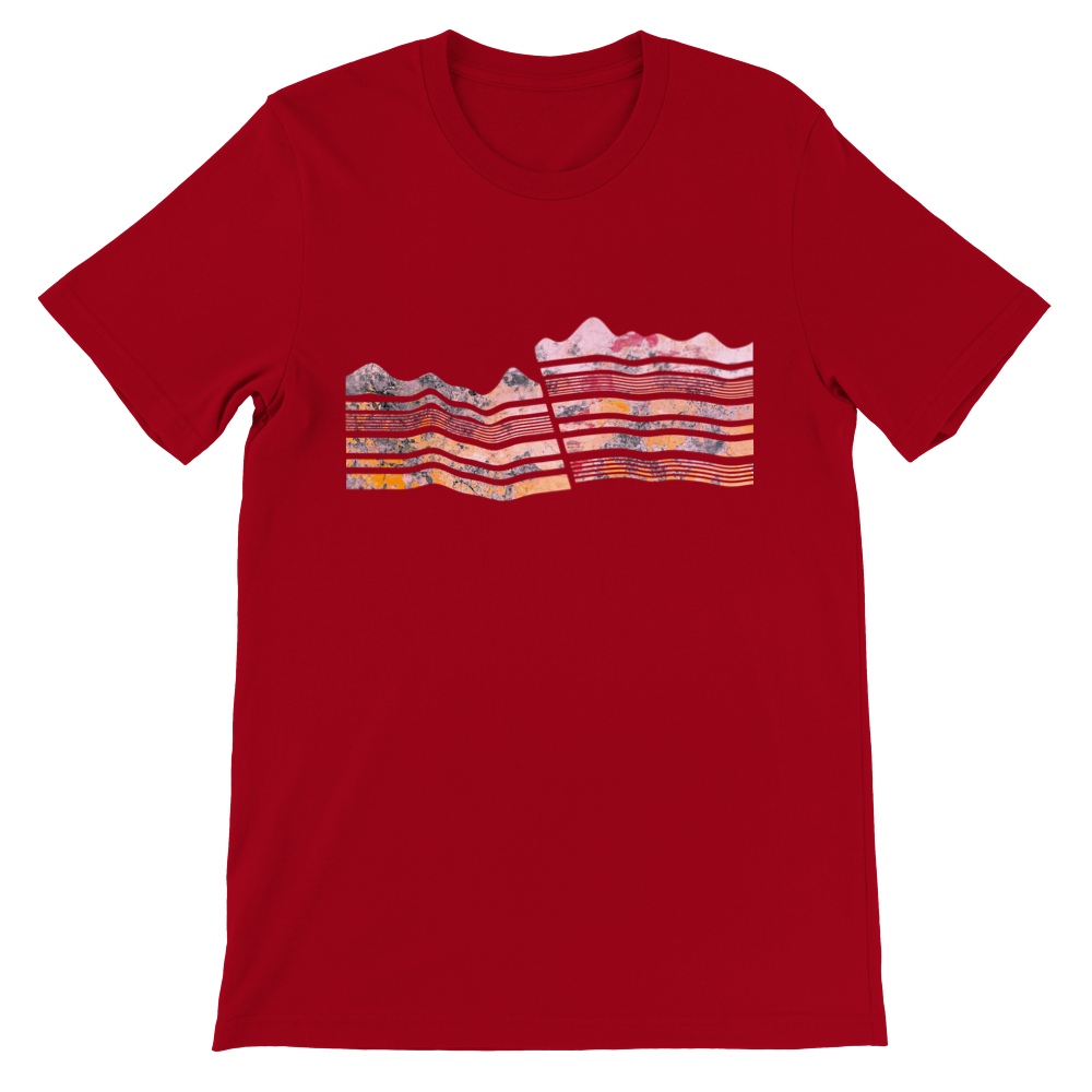 dip slip fault geology t-shirt design by ontogenie science jewelry red shirt