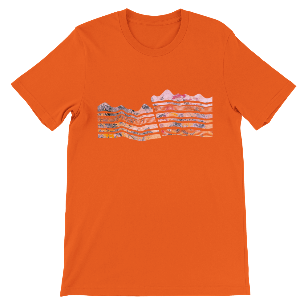 dip slip fault geology t-shirt design by ontogenie science jewelry orange shirt
