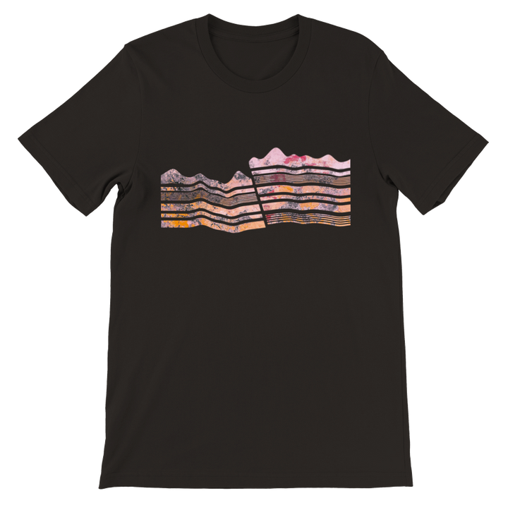 dip slip fault geology t-shirt design by ontogenie science jewelry black shirt