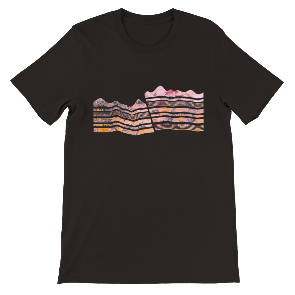 dip slip fault geology t-shirt design by ontogenie science jewelry black shirt