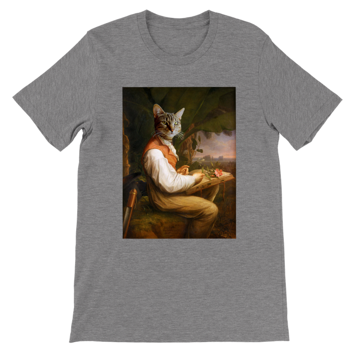 Alexander von Humboldt Cat Unisex T-shirt in dark grey heather