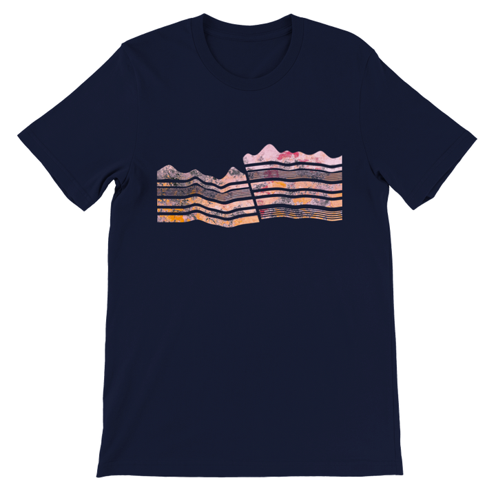 dip slip fault geology t-shirt design by ontogenie science jewelry navy blue shirt