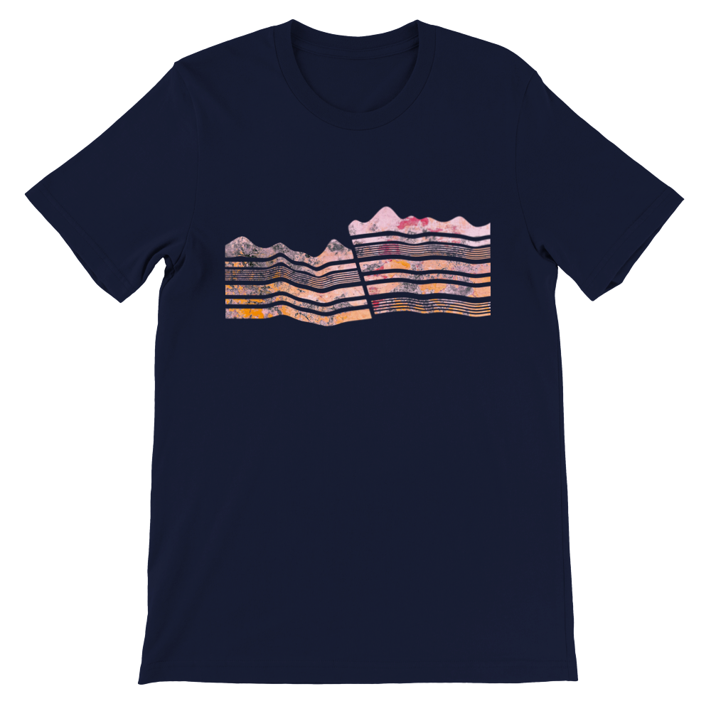dip slip fault geology t-shirt design by ontogenie science jewelry navy blue shirt