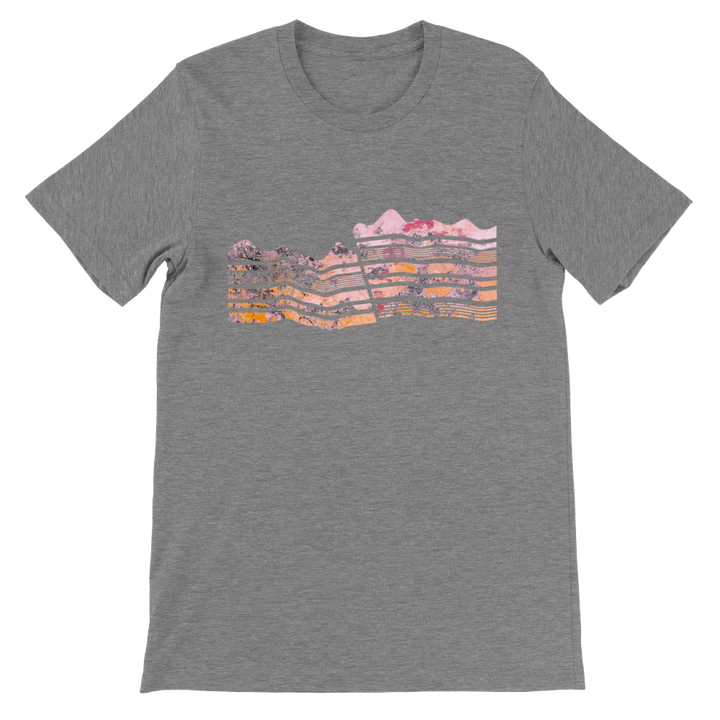 dip slip fault geology t-shirt design by ontogenie science jewelry athletic heather gray shirt
