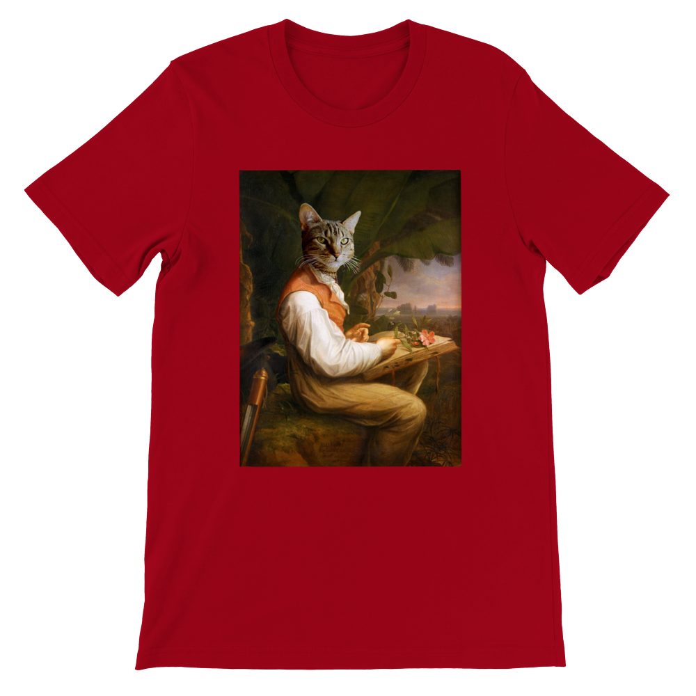 Alexander von Humboldt Cat Unisex T-shirt in red