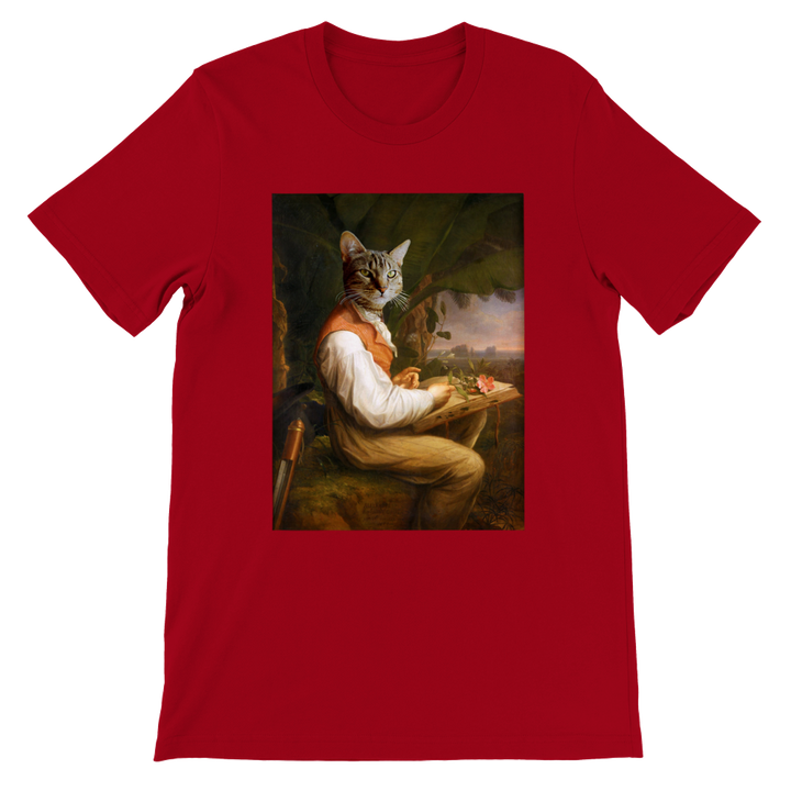 Alexander von Humboldt Cat Unisex T-shirt in red