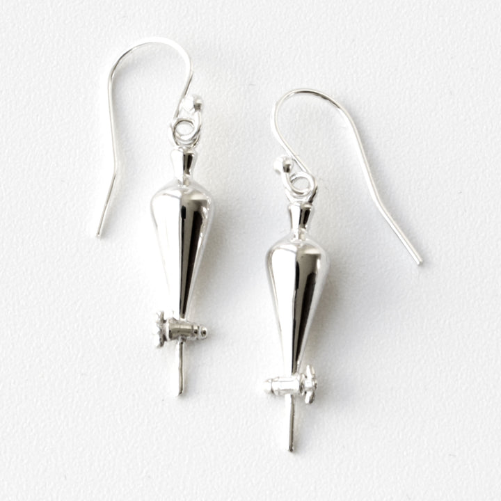 Separatory Funnel Chemistry Earrings in sterling silver by Ontogenie Science Jewelry