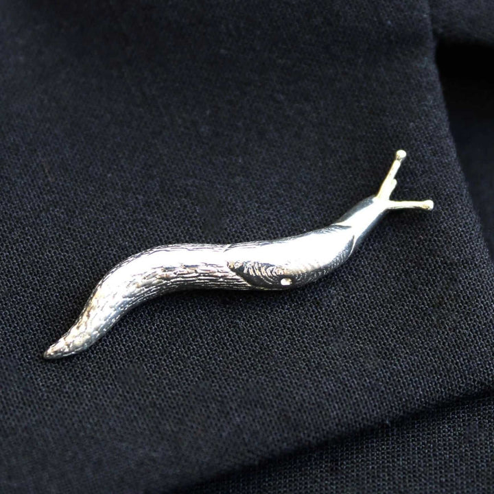 slug lapel pin sterling silver gift for biologist ontogenie science jewelry