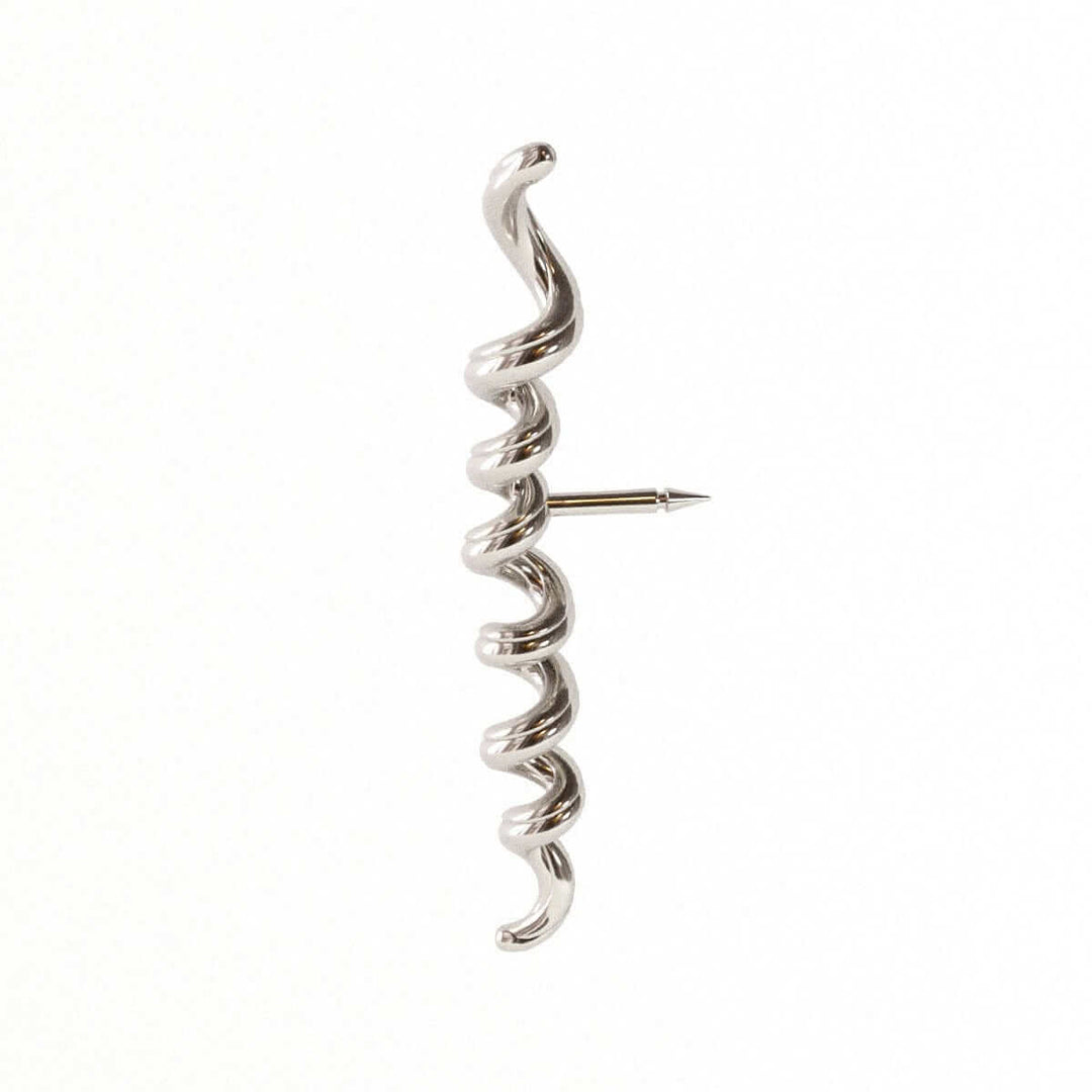 Sterling silver render of Borrelia spirochete lapel pin Ontogenie Science Jewelry