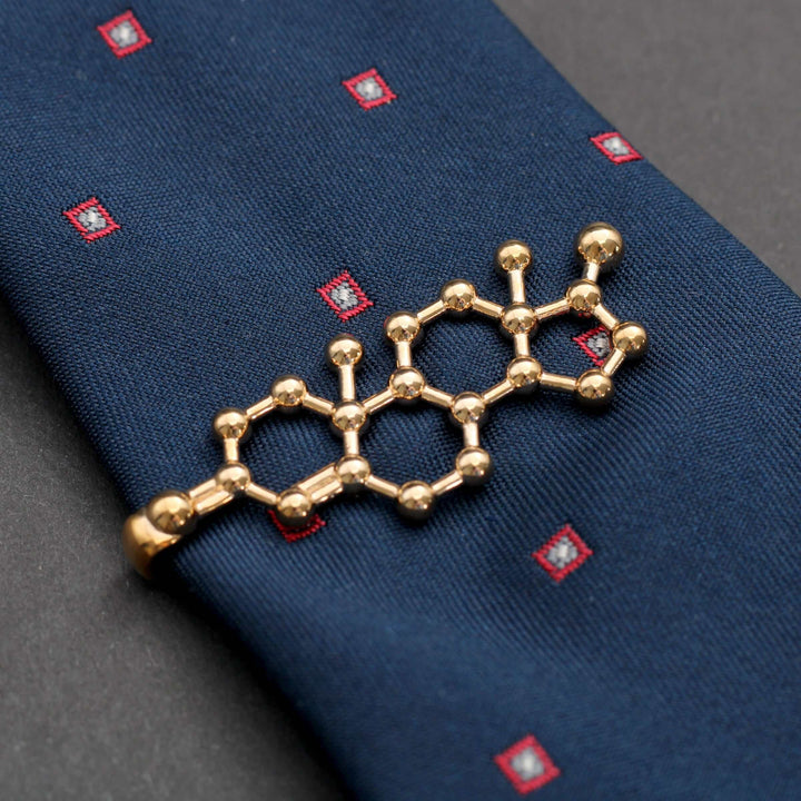 Testosterone chemical structure tie bar in bronze Ontogenie Science Jewelry